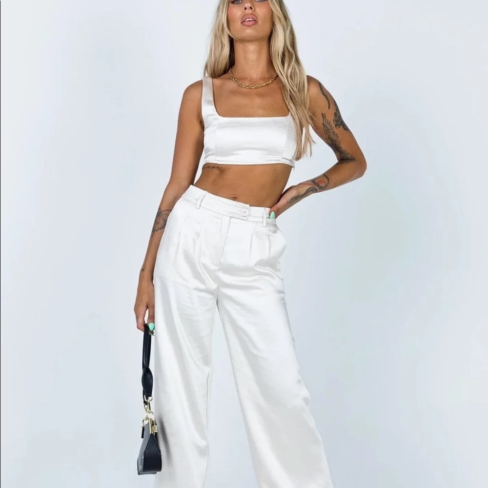 Princess polly set satin Champagne TOP Size 8